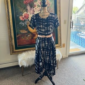 Corey Lynn Calter Painted Plaid Asymmetrical Dress